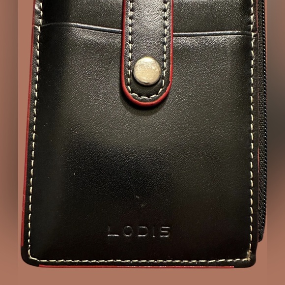 LODIS Black Leather Audrey Long Stacker Card Case  NWOT - Picture 2 of 7